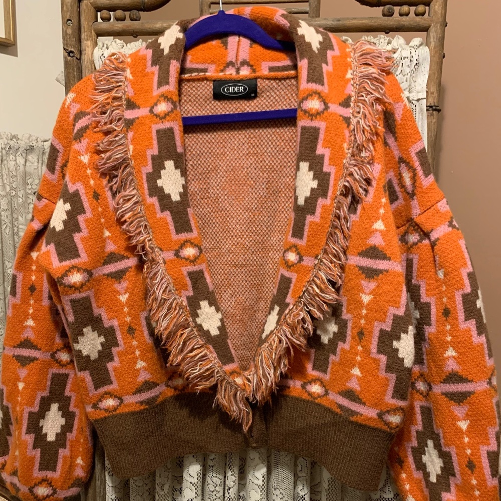 Aztec fringe sweater